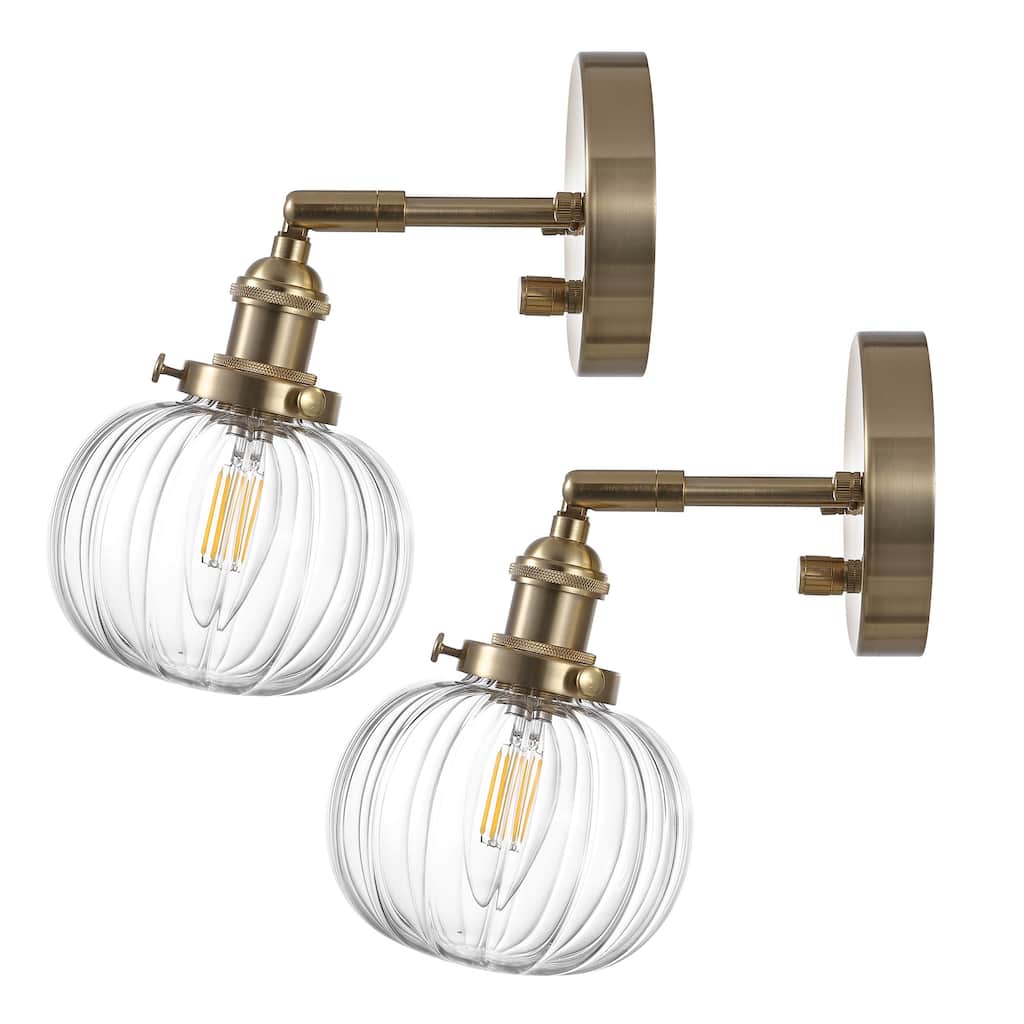 WINGBO Wall Sconces Glass Wall Lamp Lighting Fixtures with Pumpkin Shade, - N/A