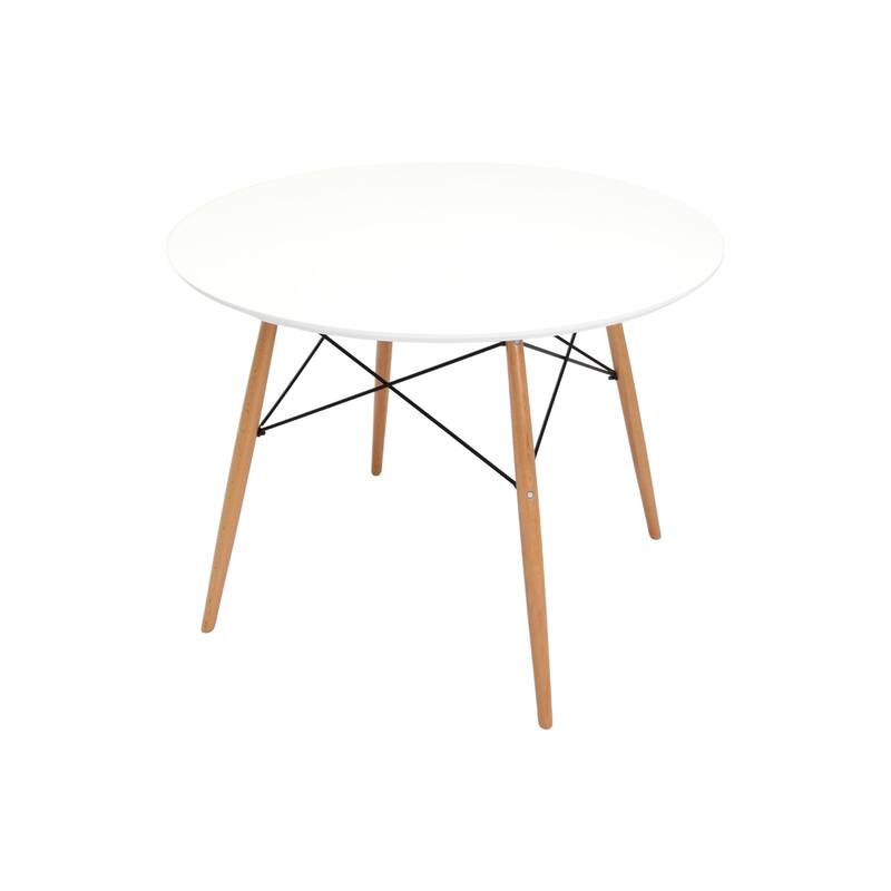HomeRoots 36" White and Natural Wood Round Top Dining Table - 36.00 in. x 29.00 in. x 36.00 in.