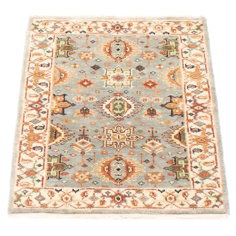 ECARPETGALLERY Hand-knotted Jules Sultane Light Blue Wool Rug - 2'7 x 12'2