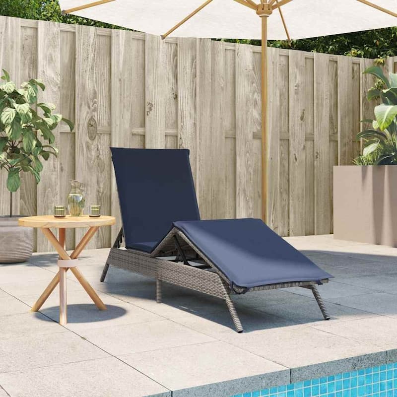 vidaXL Sun Lounger with Cushion Chaise Lounge Poly Rattan Brown/Gray/Black - 9.1 x 31.0 x 13.2