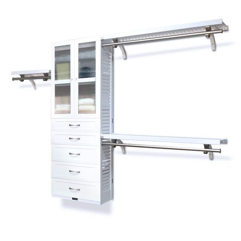 John Louis Home Solid Wood Reach-In Closet System with 5-Drawers and Doors White