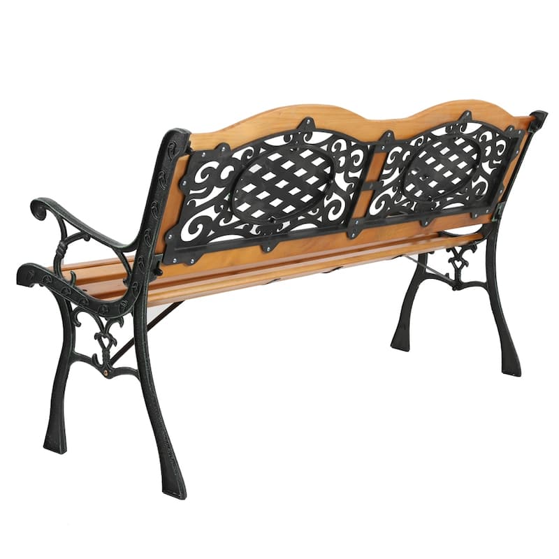 49" Outdoor Patio Park Chair Furniture Garden Bench Iron Frame