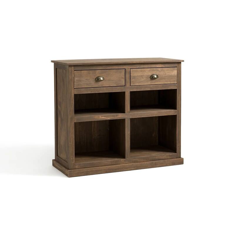 Lunja Solid Pine 2-Drawer Bar Cabinet - N/A
