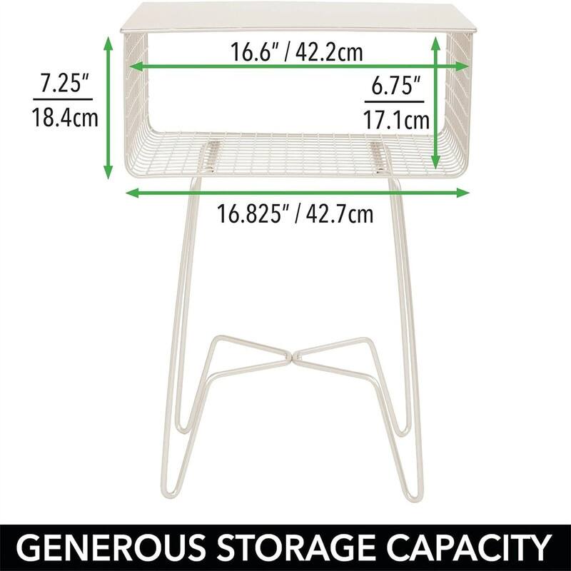 Steel Side Table Nightstand with Storage - 12.75"D x 17.4"W x 22.8"H