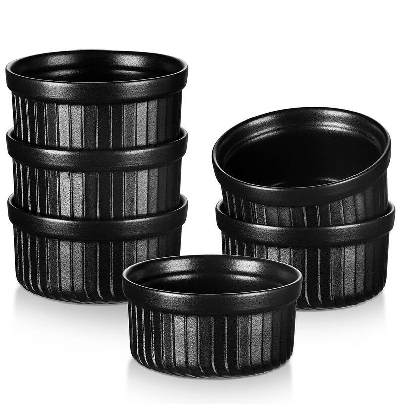 vancasso FORTE 6-Piece Stoneware Matte Black Round Baking Dish