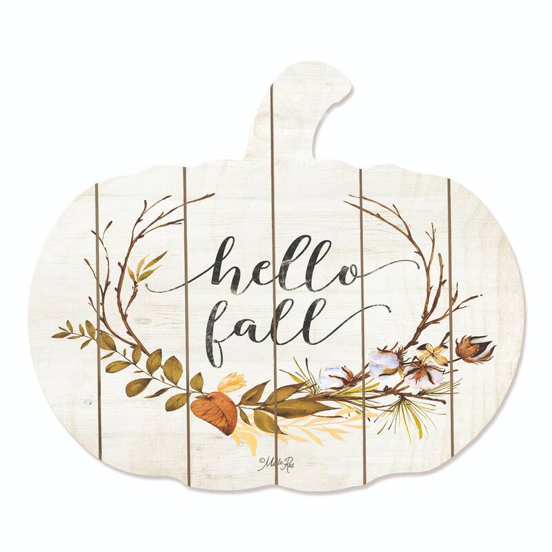 17" Ivory Brown "Hello Fall" Hanging Pumpkin Thanksgiving Wall Decor