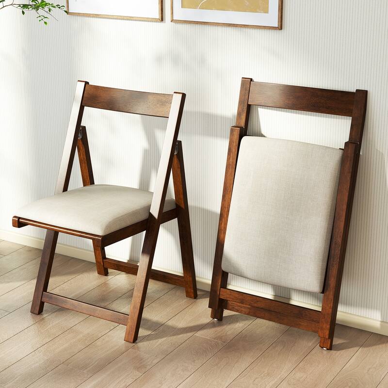 Gymax Upholstered Dining Chair Set of 4 w/ Curved Backrest Rubber Wood