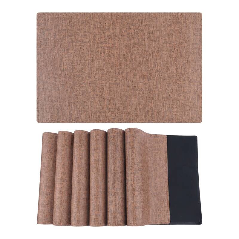 Placemats Set of 6 PU Placemats for Kitchen Dining Table Decor Heat Resistant Table Placemats Wipeable Table Mat - 18*12in
