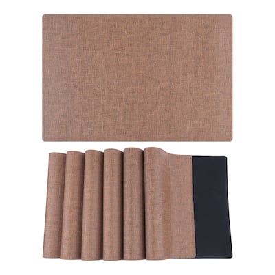 Placemats Set of 6 PU Placemats for Kitchen Dining Table Decor Heat Resistant Table Placemats Wipeable Table Mat - 18*12in
