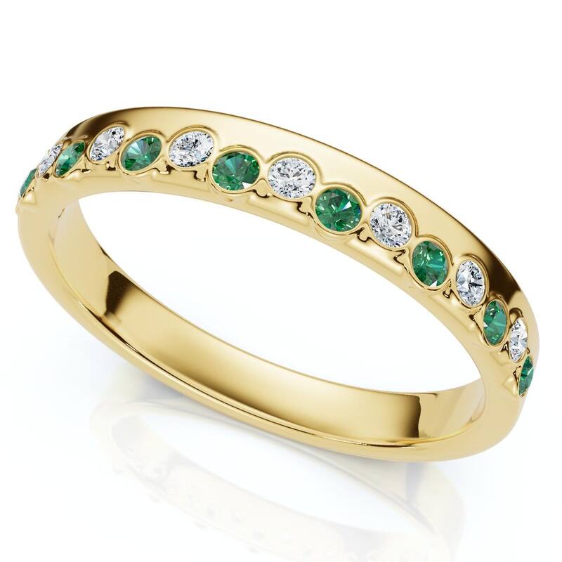 Bliss Diamond 1/5Ct Diamond & Emerald Rhythm Anniversary Band Gold or Platinum Lab Grown