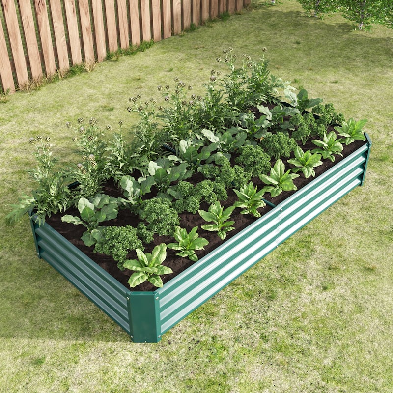 Rectangle Metal Raised Garden Bed Planter Box for Flower,Planters, Vegetables,Herb - Green