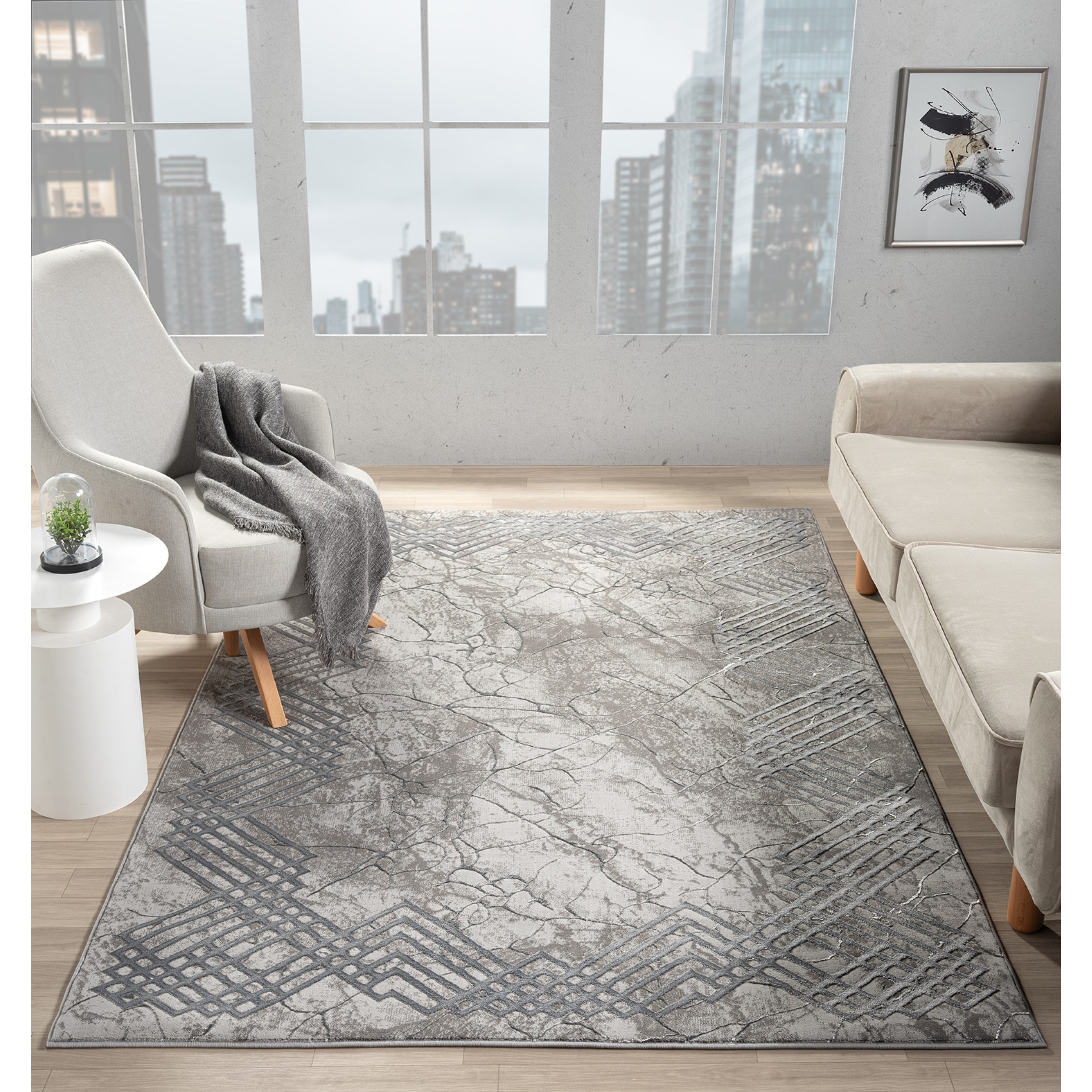 MDA Rugs Ksamil Collection Gray Abstract Area Rug
