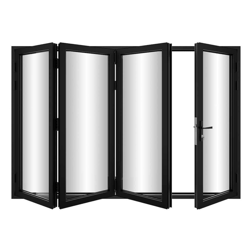 KaMic 120" x 80" 4-Panel Aluminum Patio Folding Door Right to Left-Outswing