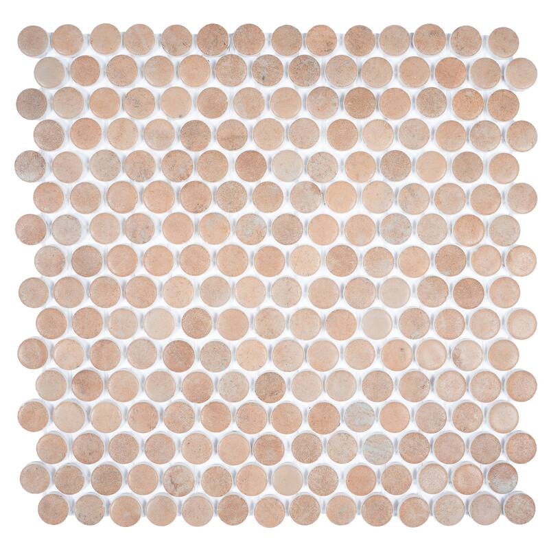 Lucenza 12x12 in. Matte Recycled Glass Penny Round Mosaic Wall and Floor Tile (10.56 sq ft/case, 12-Pack)