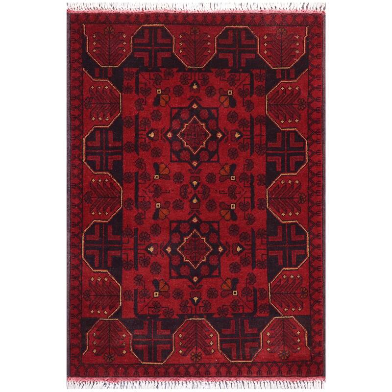 Tribal Biljik Khal Mohammadi Allyson Red/Blue Rug - 2'7'' x 4'0''