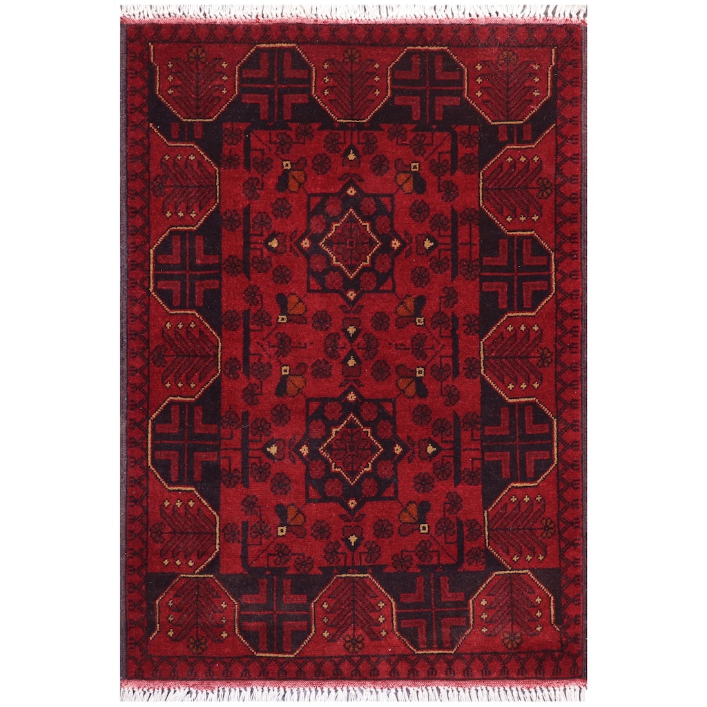 Tribal Biljik Khal Mohammadi Allyson Red/Blue Rug - 2'7'' x 4'0''