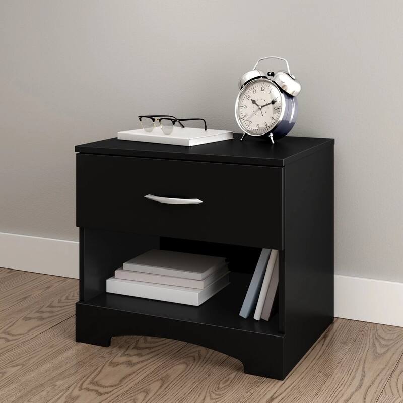 End Table with Storage Nightstand - Black