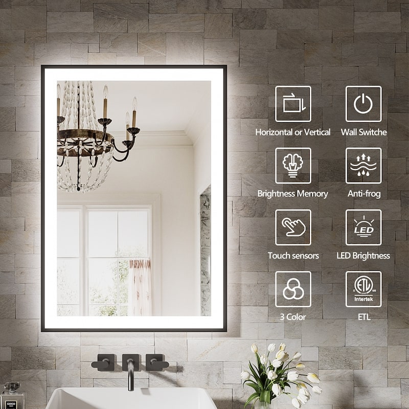 72x40 Inch Frameless LED Bathroom Mirror,Smart Mirror