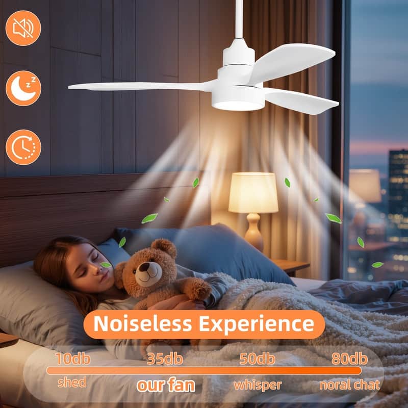 48/52 in. Modern Ceiling Fans with LED Light,Quiet/Reversible DC Motor, Flush Mount or Downrod, in White/Silver/Black