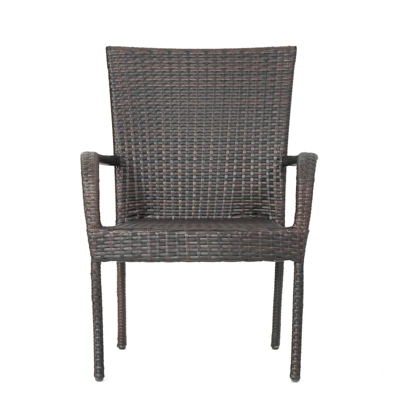 Collins Outdoor 5 Piece Acacia Wood and Wicker Dining Set by Christopher Knight Home