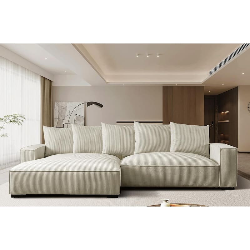 Transitional Luxe Upholstered Living Room Sectional 106.7 inch - Ivory - Left Facing