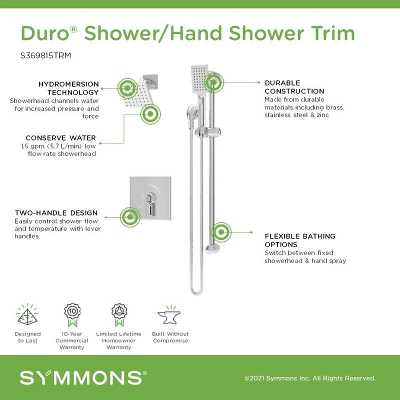 Symmons S369815TRM Duro HydroMersion Pressure Balanced Shower System