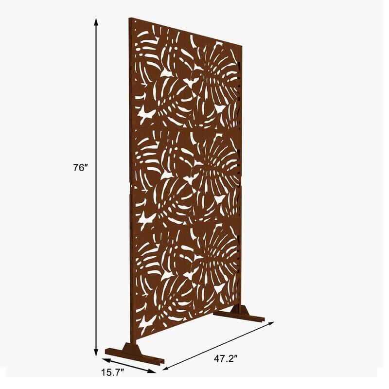 Free Standing Metal Privacy Screen Panel Decorative Outdoor Privacy Screen - 72"H x 47"W
