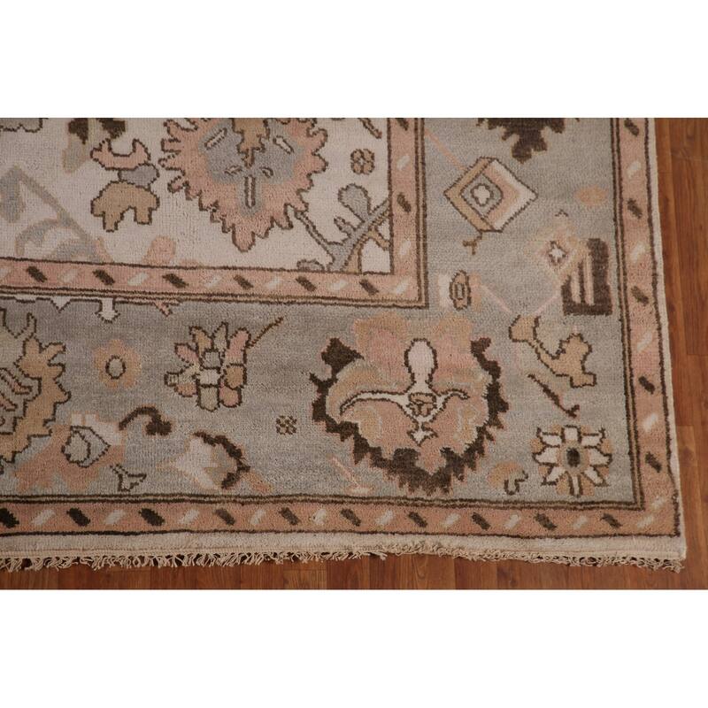 All-Over Oushak Living Room Area Rug Handmade Wool Carpet - 9'0"x 11'9"