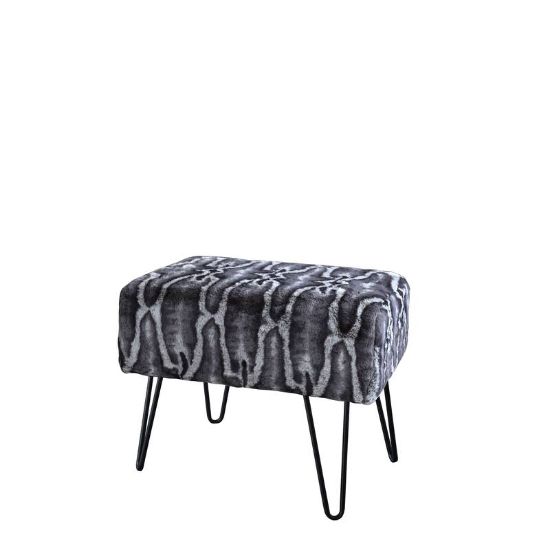 Serenta Tip Print Light FauxFur Throw Pillow Shell Ottoman 4 PC Set