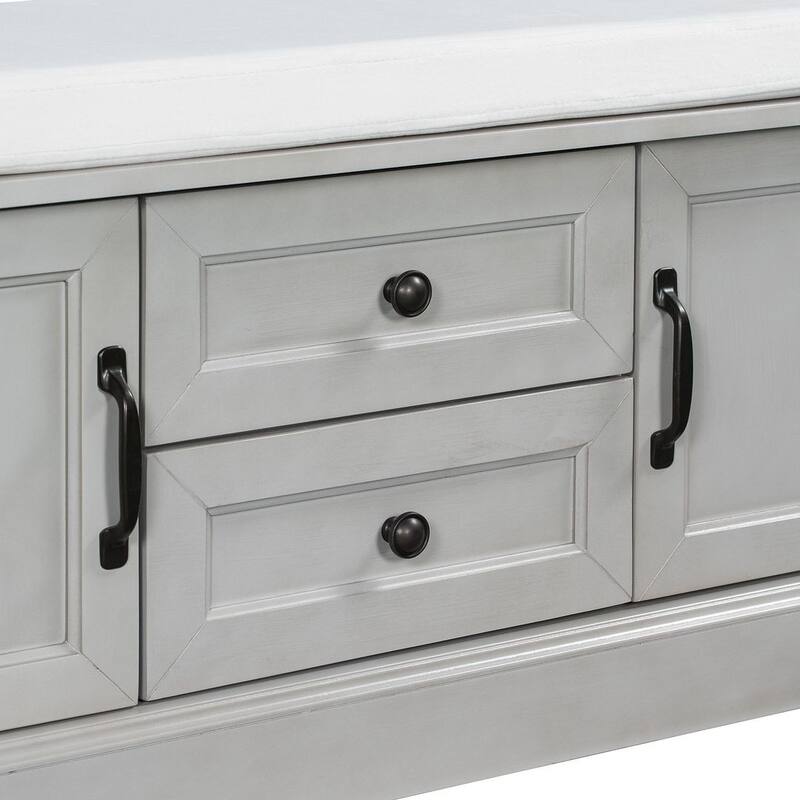 Storage Bench Shoe Bench with Removable Cushion for Living Room