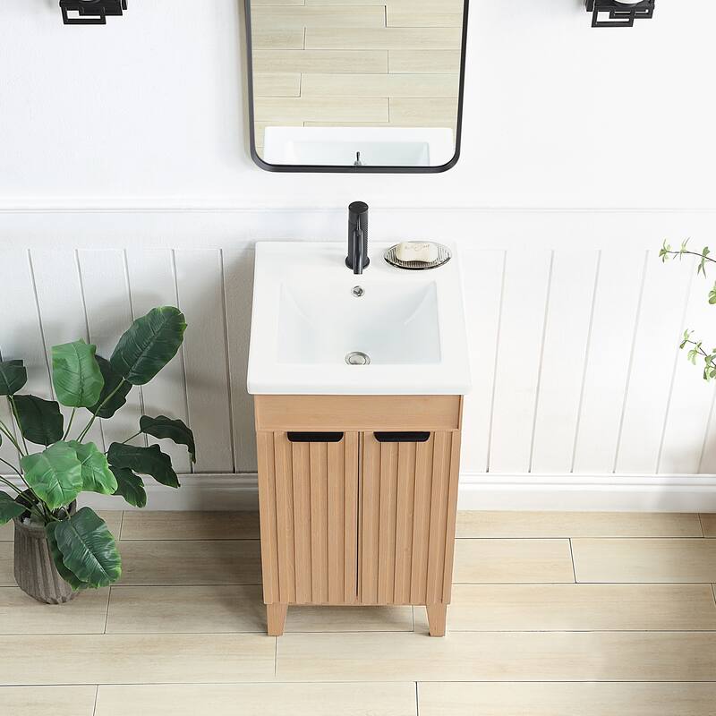 Palos Single Bath Vanity with Ceramic Basin Top without Mirror