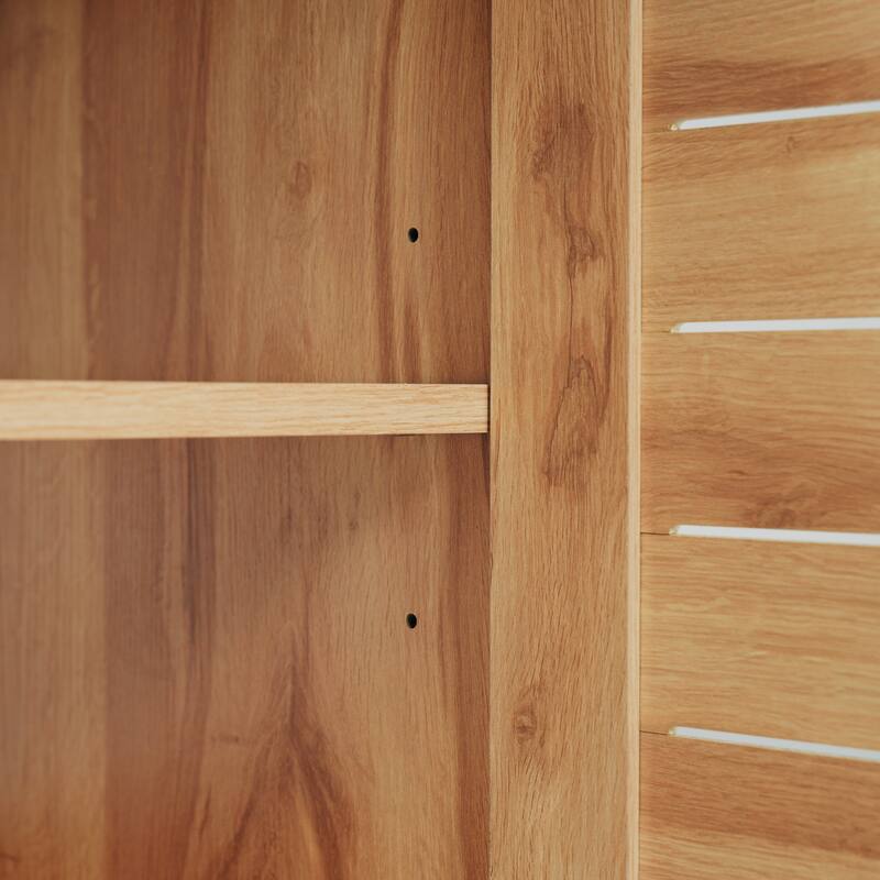 Roomfitters 30" Antique Bathroom Vanity with Ceramic Sink, Mid-Century Cabinet with Soft-Close Doors, Antique Natural