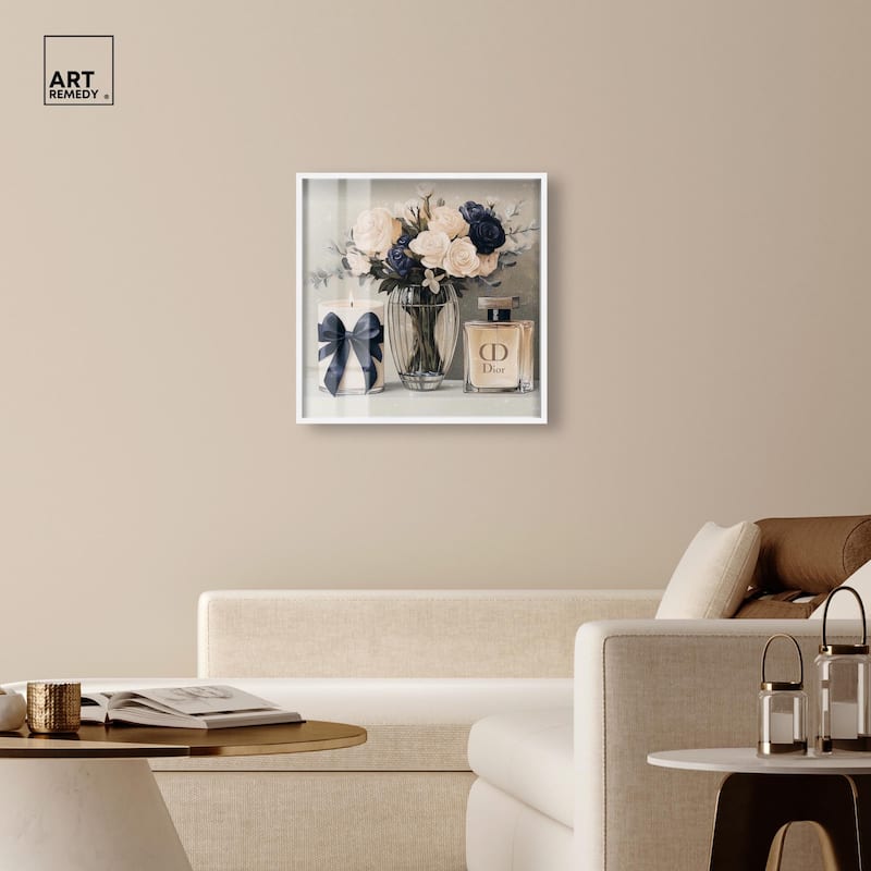 Ivory Perfume Flowers in Vase Shadowbox by Art Remedy