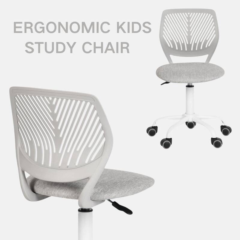HomyLin Armless Swivel Kids Desk Chair with Mesh Padded Seating