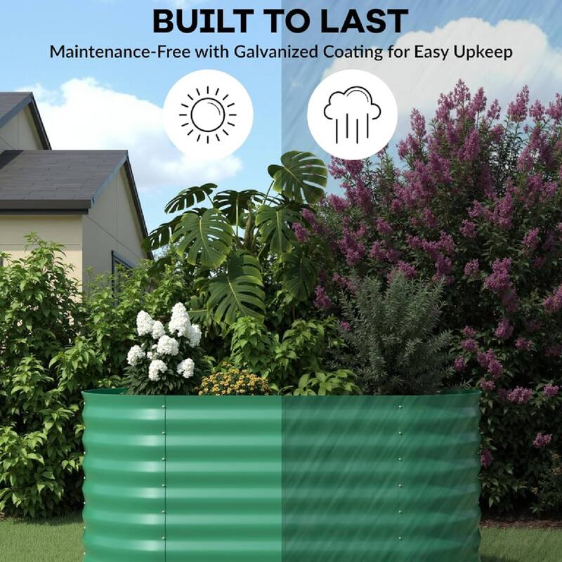 4x2x2ft 2Pcs Galvanized Raised Garden Bed Planter Boxes Outdoor, Green for Vegetables, Fruits, Flowers, Herbs - N/A