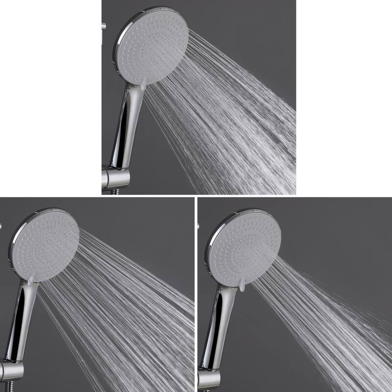 Exposed Pipe Tub and Shower Faucet with Hand Shower Brass Brass Wall Mount Complete Shower System with Tub Spout