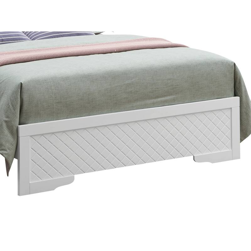 Queen Size Wood Platform Bed with LED Headboard and Leather Upholstery
