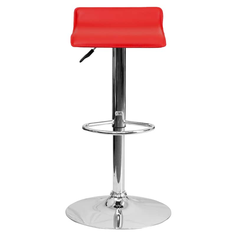 2 Pack Contemporary Vinyl Adjustable Height Barstool with Solid Wave Seat - 15"W x 15"D x 25.5" - 34"H