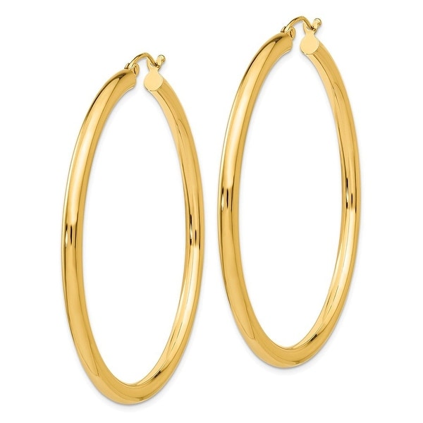 Shop Mcs Jewelry Inc 14 KARAT YELLOW GOLD LARGE CLASSIC ROUND HOOP EARRINGS 3MM (2&quot;) - On Sale ...