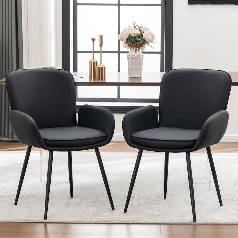 Set of 2 Cat-Scratch Resistant Dining Chairs with Gold Metal Legs