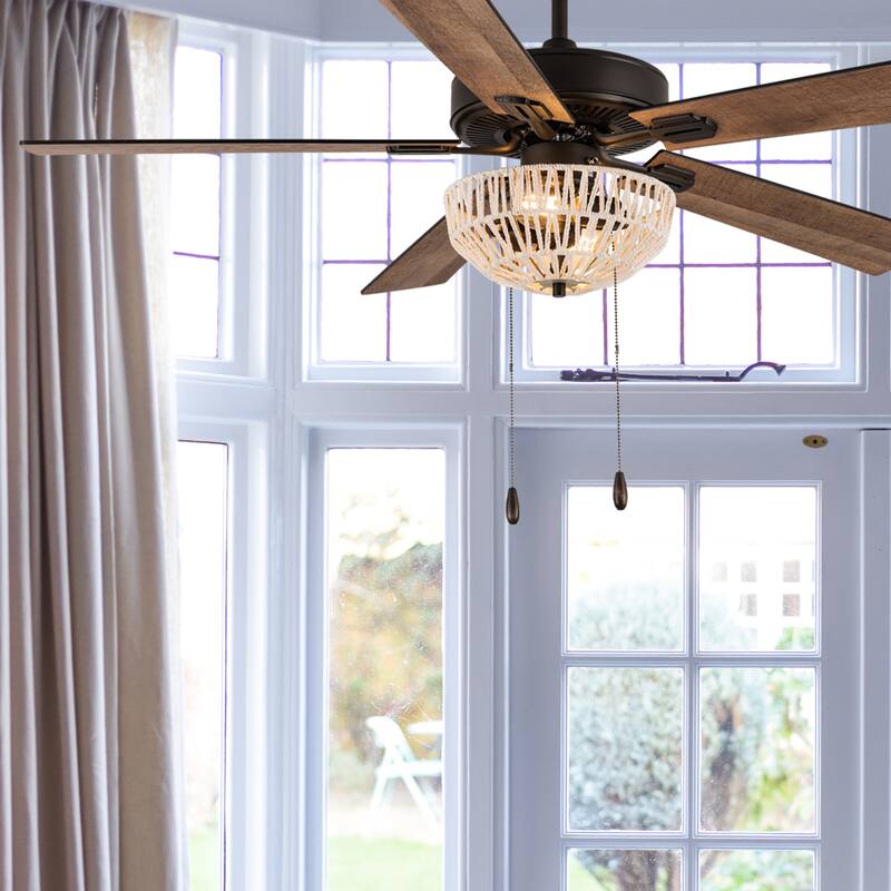 The Curated Nomad Carillon 52-inch Woven Rope 5-blade LED Ceiling Fan