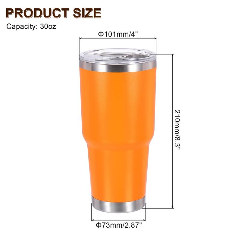 Insulated Water Bottles, 30 Oz 304 Stainless Steel Metal Water Bottles - Orange