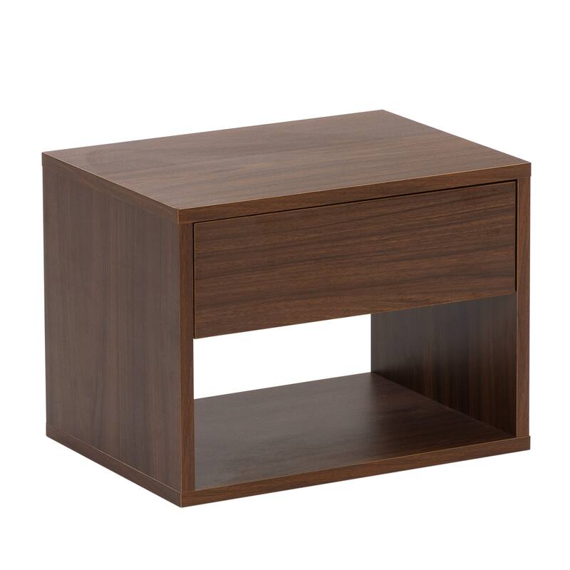 Wall-Mounted Minimalist Bedside Table Set in Walnut