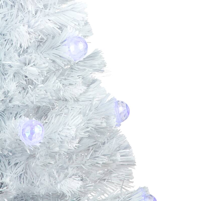 3' Pre-Lit White Fiber Optic Artificial Christmas Tree, White Lights - 3 Foot