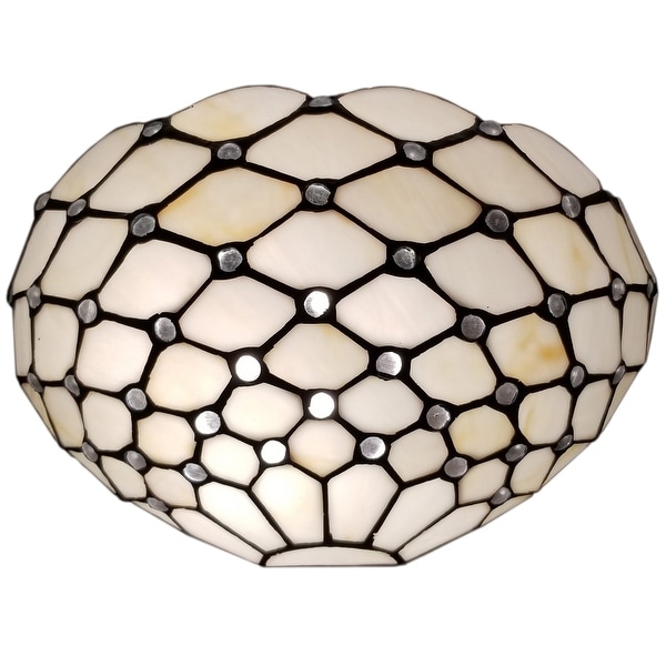 Tiffany Style Wall Lamp White Jeweled 1 Stained Glass White Stains for Bedroom 12" Wide 6" Tall Gift AM1097WL12B Amora Lighting. Opens flyout.