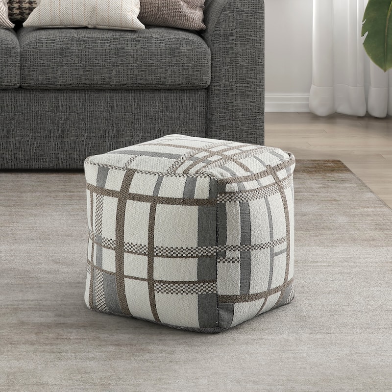 Square Pouf Plush Off Corduroy Fabric Upholstery Modern Ottoman, Footstool, NonSlip Floor Pouf, Bean Bag Chair, 1pc Sitting Pouf