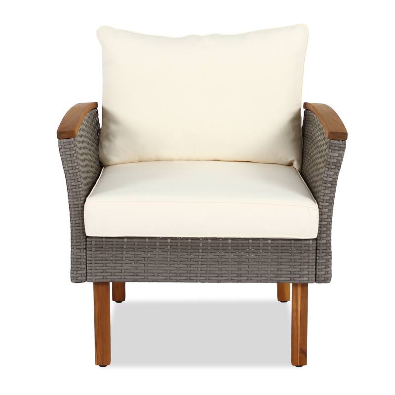 9-Piece Patio Rattan Conversation Set with Coffee Table & Washable Cushion