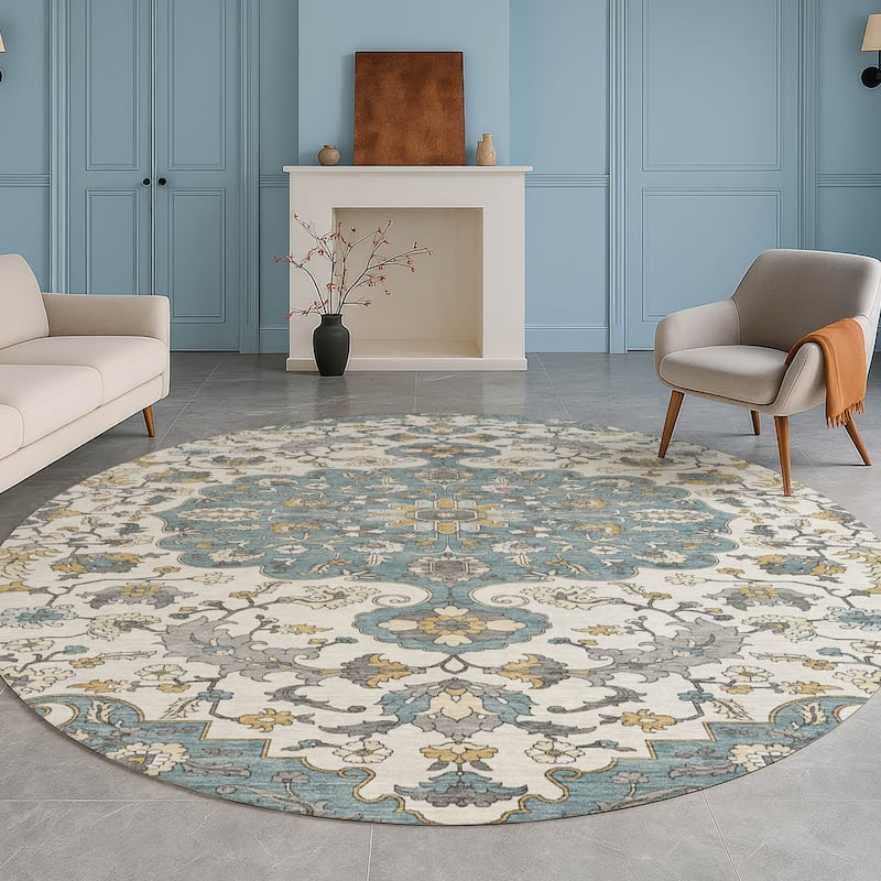 Machine Washable Indoor/ Outdoor Traditional Savannah Chantille Rug