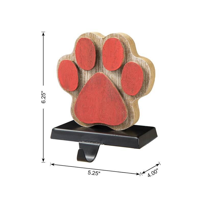 Glitzhome Christmas Wooden/Metal LED Snowman Paw Stocking Holders with Stockings Mantel Ornament