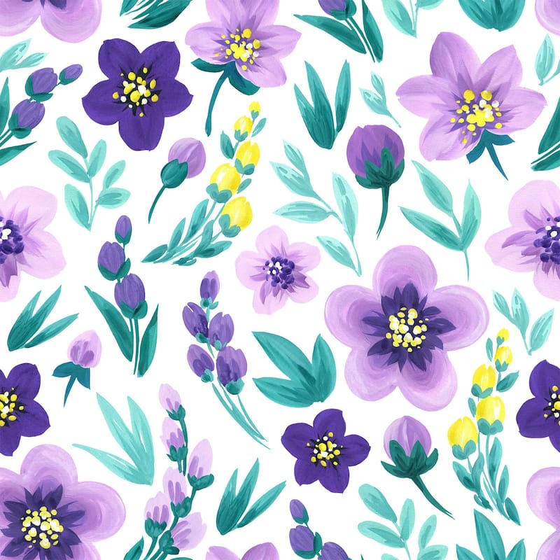 Purple Flowers Wallpaper Peel and Stick and Prepasted - Bed Bath ...